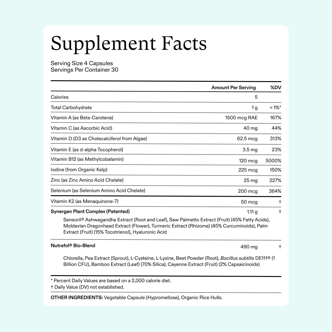 Nutrafol  Women'S Hair Growth Supplements, for Women 18-44 Years Old, Clinically Tested for Visibly Thicker, Stronger Hair, 100% Vegan Ingredients, Dermatologist Recommended - 1 Month Supply
