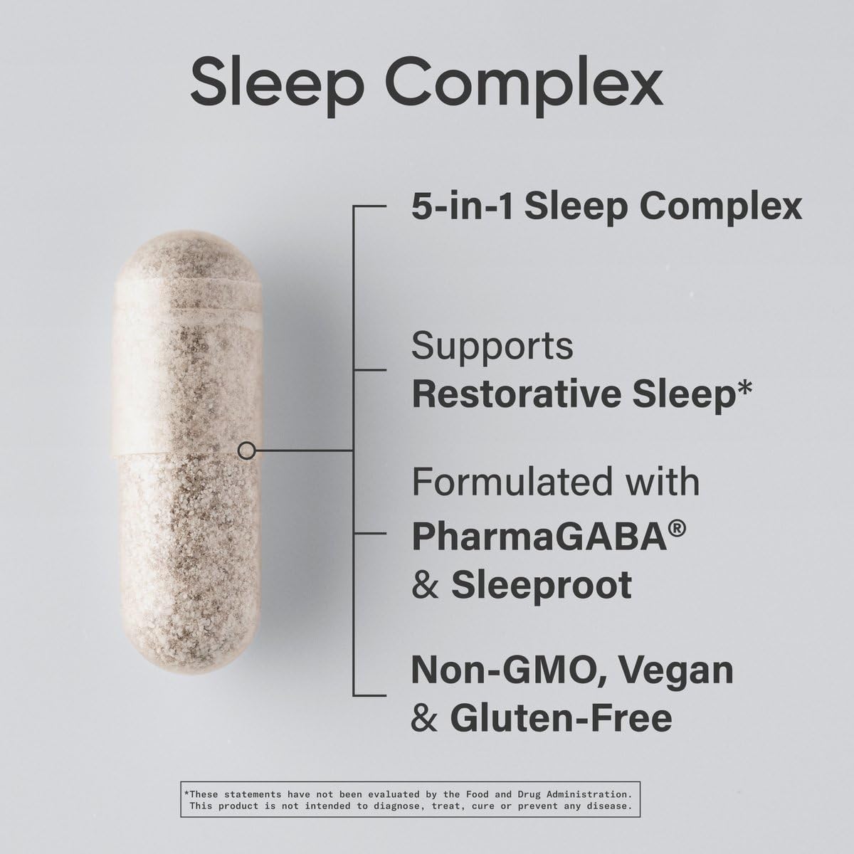 Sleep Complex - Melatonin-Free Vegan Capsules with Valerian Root, GABA, L-Theanine, Magnesium, and 5-HTP - 30 Servings