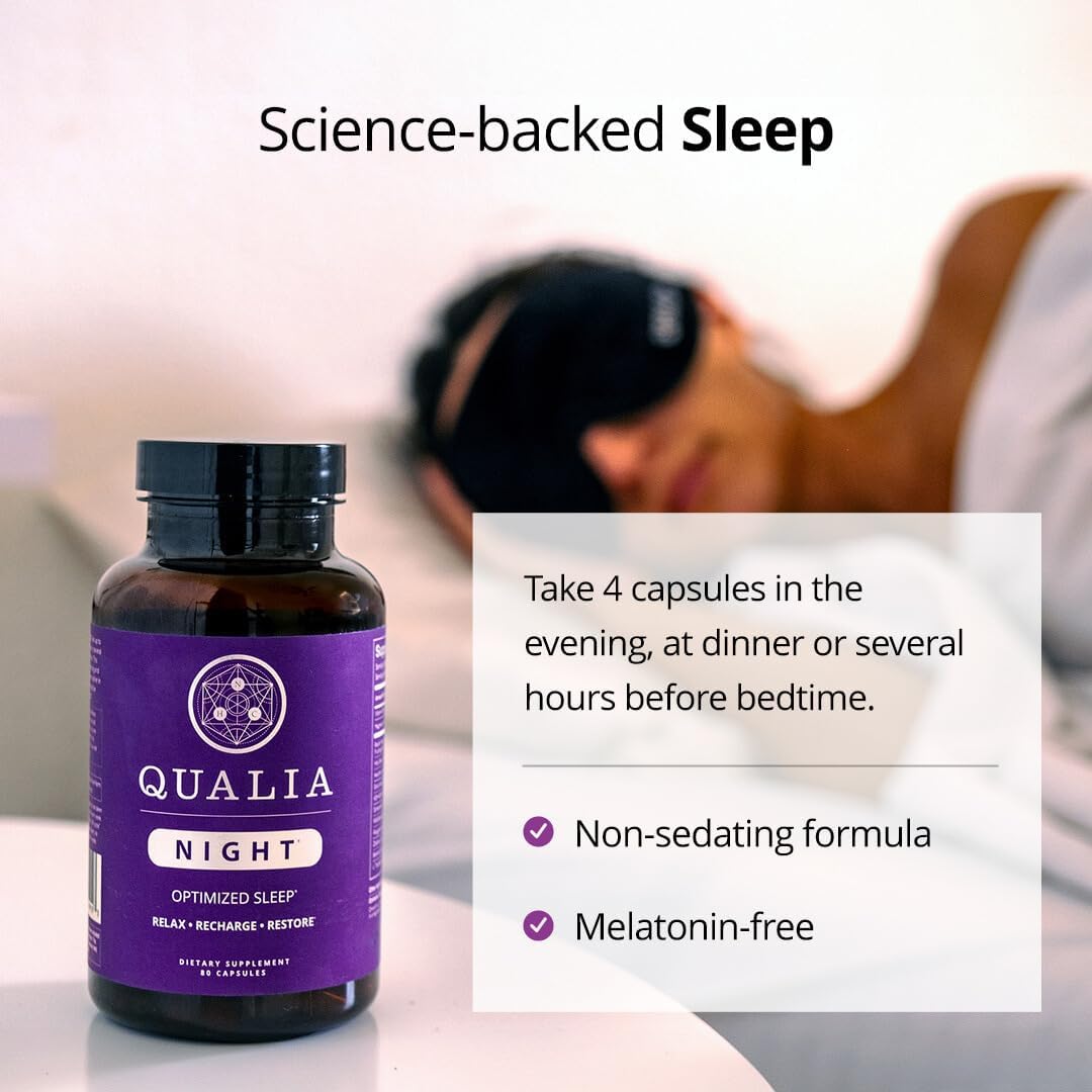 NEUROHACKER  Qualia Night Sleep Aid | Non-Habit Forming | Science-Backed Supplement for Deep Refreshing Sleep | Melatonin-Free, Vegan, Non-Gmo, Gluten-Free 80 Count | (1 Month Supply)