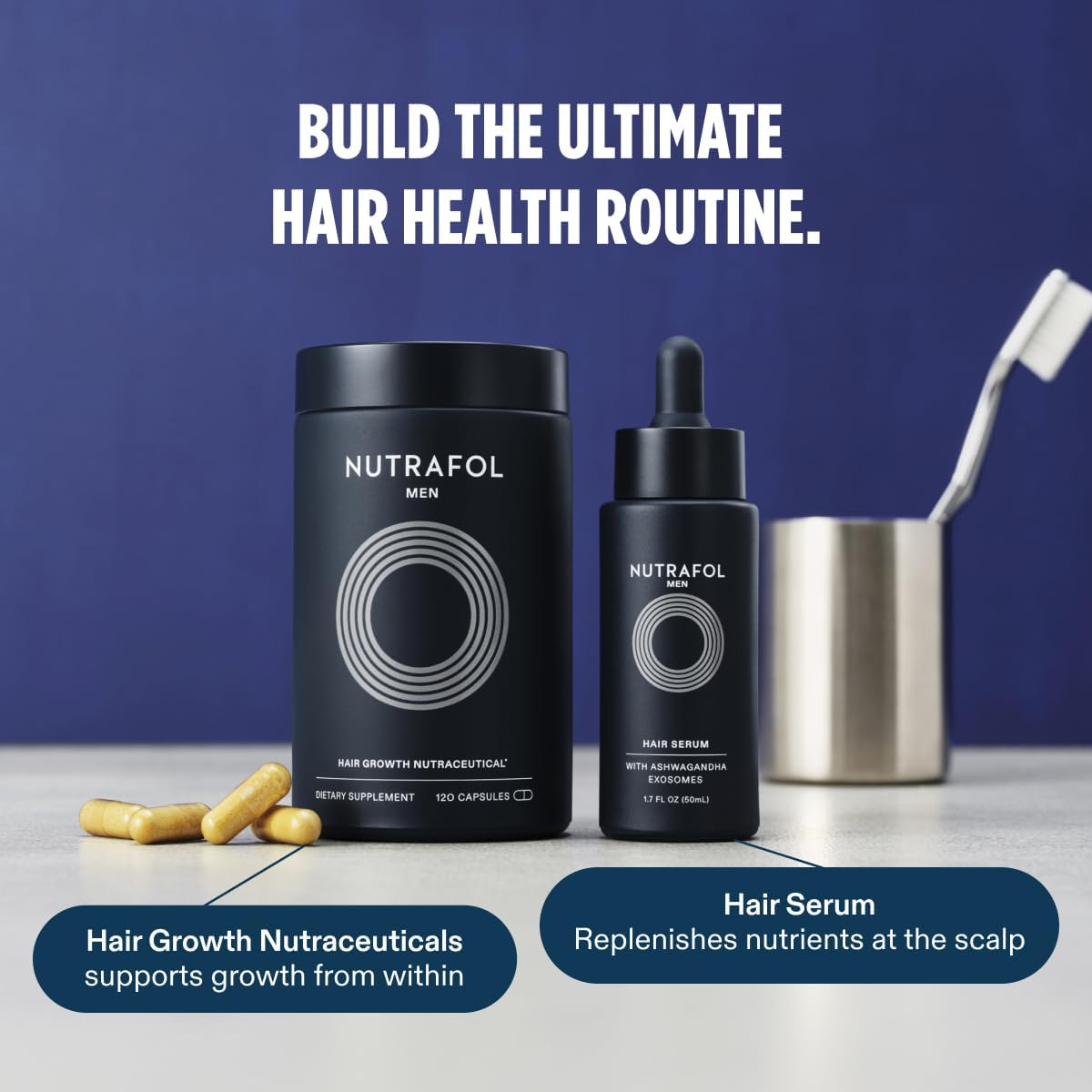 Nutrafol  Men'S Hair Growth Supplements, Clinically Tested for Visibly Thicker Hair and Scalp Coverage, Dermatologist Recommended - 1 Month Supply