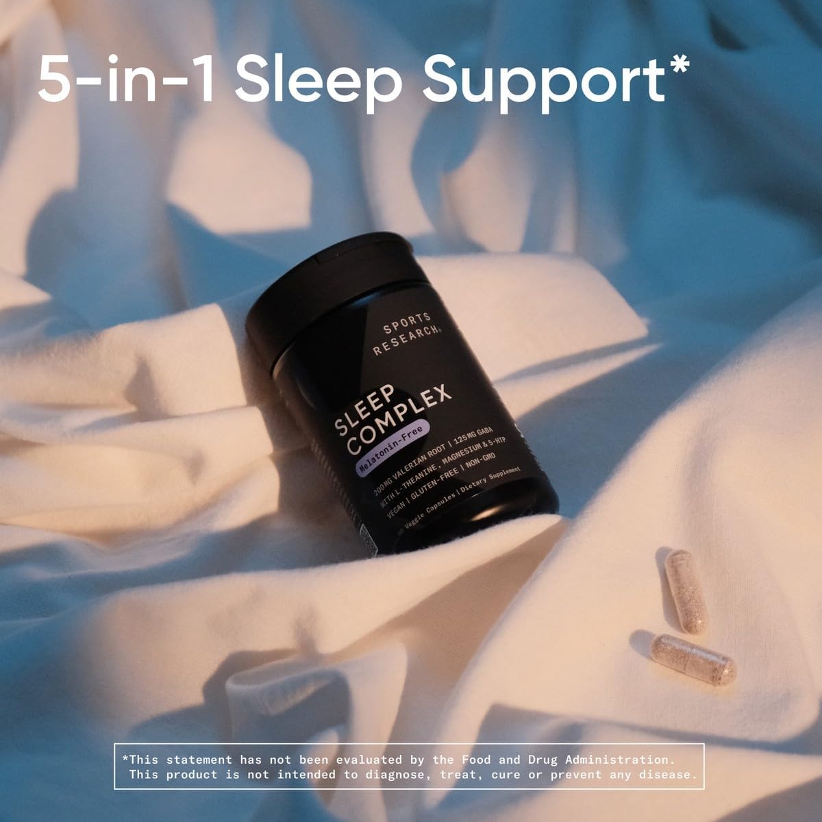 Sleep Complex - Melatonin-Free Vegan Capsules with Valerian Root, GABA, L-Theanine, Magnesium, and 5-HTP - 30 Servings