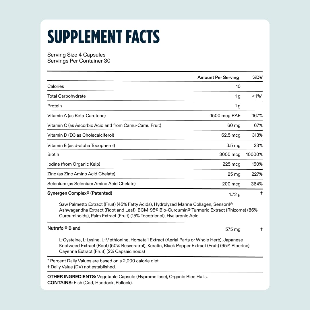 Nutrafol  Men'S Hair Growth Supplements, Clinically Tested for Visibly Thicker Hair and Scalp Coverage, Dermatologist Recommended - 1 Month Supply