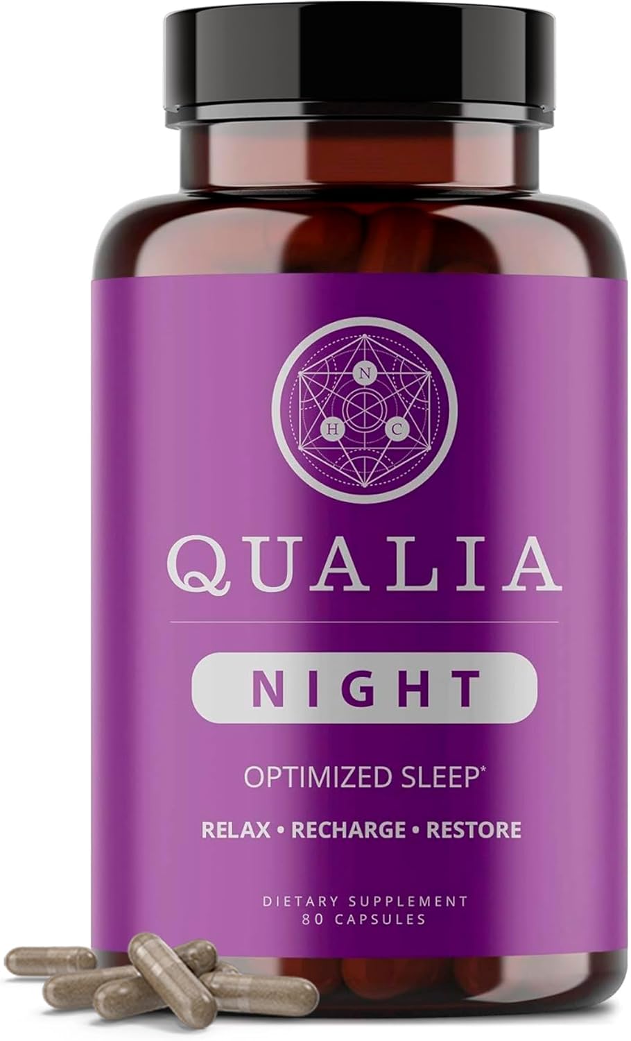 NEUROHACKER  Qualia Night Sleep Aid | Non-Habit Forming | Science-Backed Supplement for Deep Refreshing Sleep | Melatonin-Free, Vegan, Non-Gmo, Gluten-Free 80 Count | (1 Month Supply)