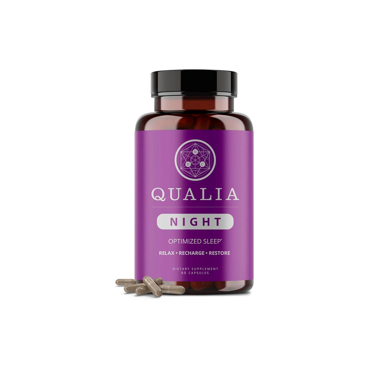 NEUROHACKER  Qualia Night Sleep Aid | Non-Habit Forming | Science-Backed Supplement for Deep Refreshing Sleep | Melatonin-Free, Vegan, Non-Gmo, Gluten-Free 80 Count | (1 Month Supply)