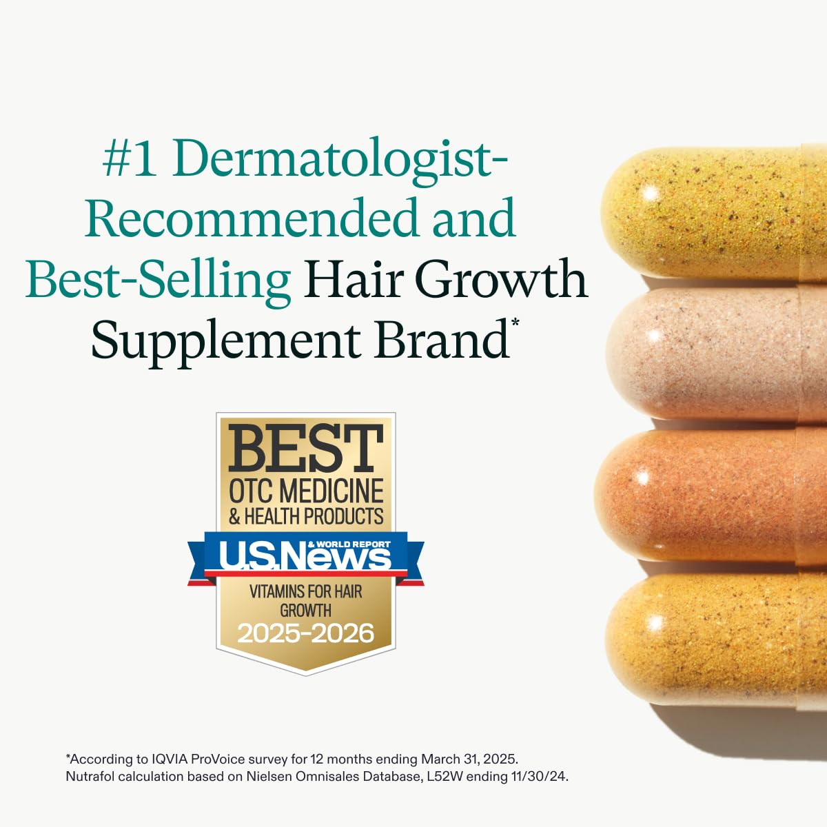 Women's Balance Hair Growth Supplements for Ages 45 and Above, Clinically Proven for Enhanced Hair Thickness and Scalp Coverage, Dairy-Free and Soy-Free, Dermatologist Recommended - One Month Supply