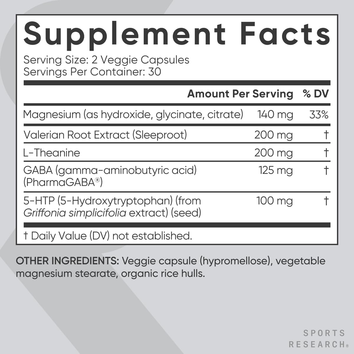 Sleep Complex - Melatonin-Free Vegan Capsules with Valerian Root, GABA, L-Theanine, Magnesium, and 5-HTP - 30 Servings