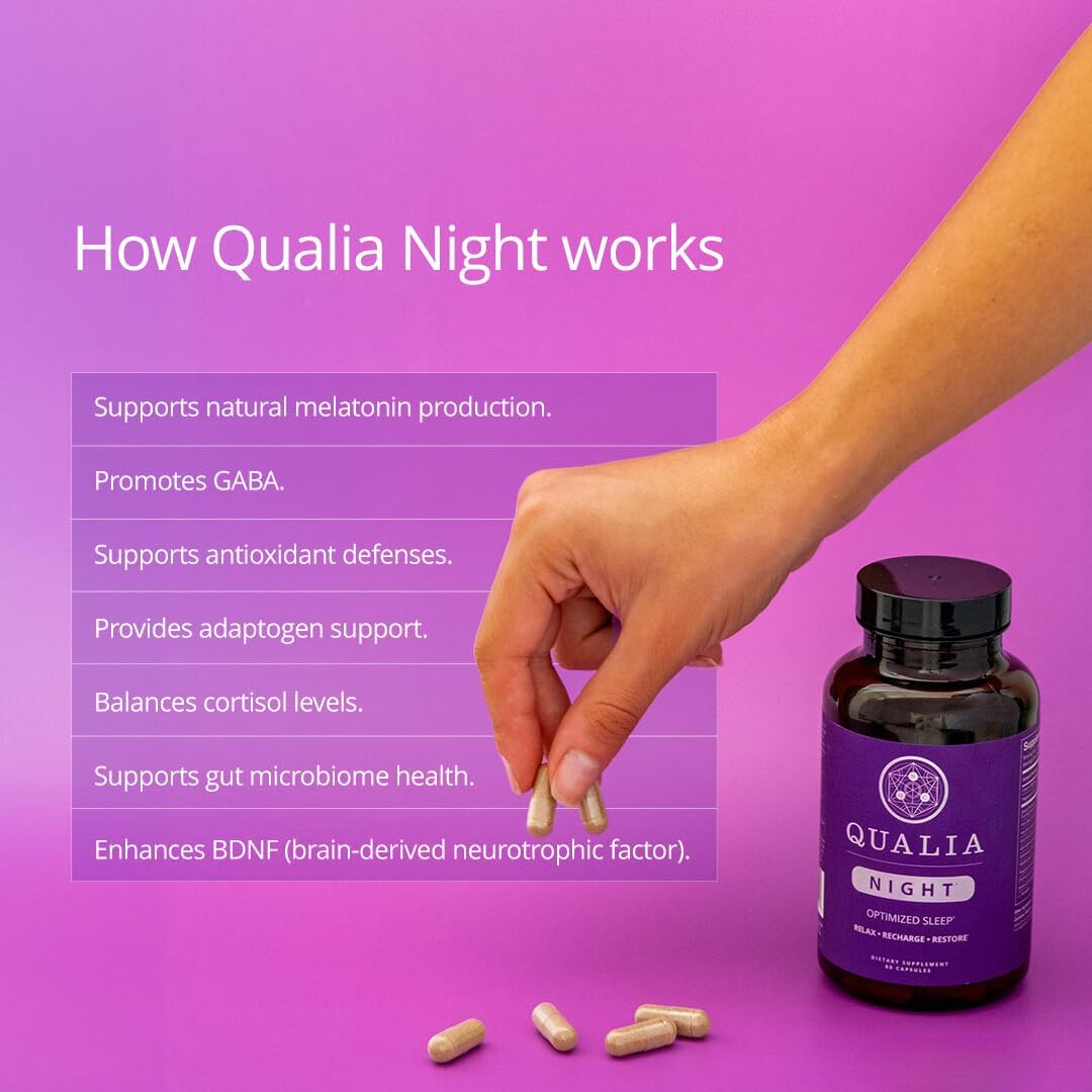 NEUROHACKER  Qualia Night Sleep Aid | Non-Habit Forming | Science-Backed Supplement for Deep Refreshing Sleep | Melatonin-Free, Vegan, Non-Gmo, Gluten-Free 80 Count | (1 Month Supply)
