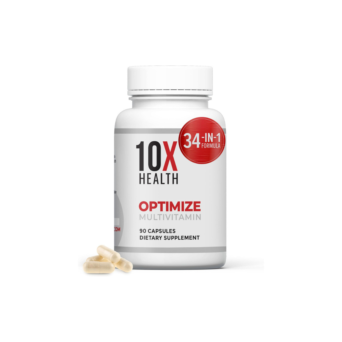 10X Health Optimize Methylated Multivitamin for Men & Women - 34 in 1 Formula with 800 Mcg of Vitamin B12, Vitamin E, 5-MTHF, B Complex, NAC, Magnesium & Zinc Multivitamins - 90 Capsules 2 Pack