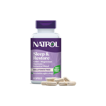 Sleep & Restore Capsules with 100mg Magnesium Glycinate and GABA for Optimal Restorative Sleep, Melatonin-Free, 30-Day Supply
