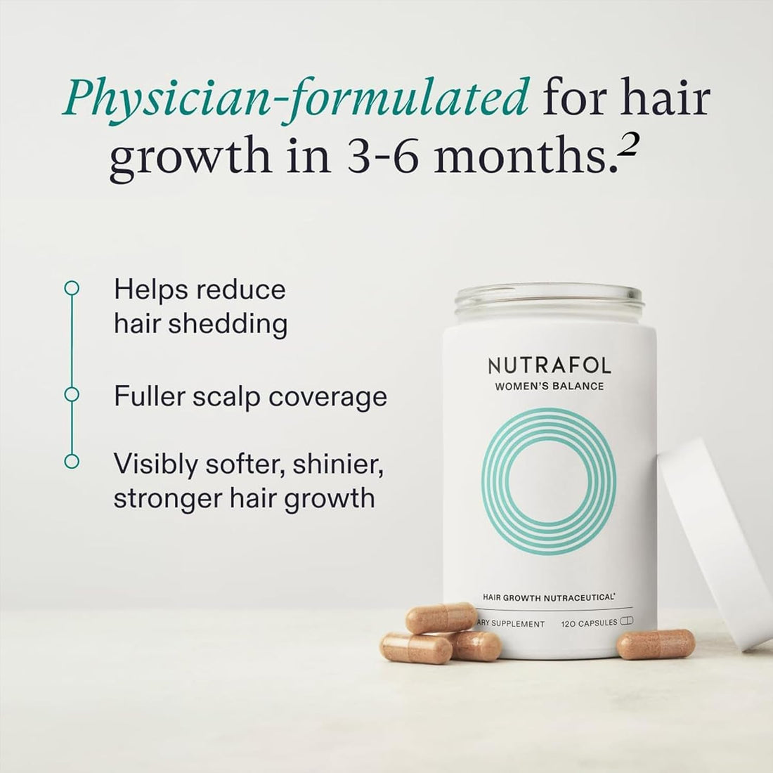 Nutrafol  Women'S Balance Hair Growth Supplements, Ages 45 and Up, Clinically Proven for Visibly Thicker Hair and Scalp Coverage in 3-6 Months, Dermatologist Recommended - 1 Month Supply Refill Pouch